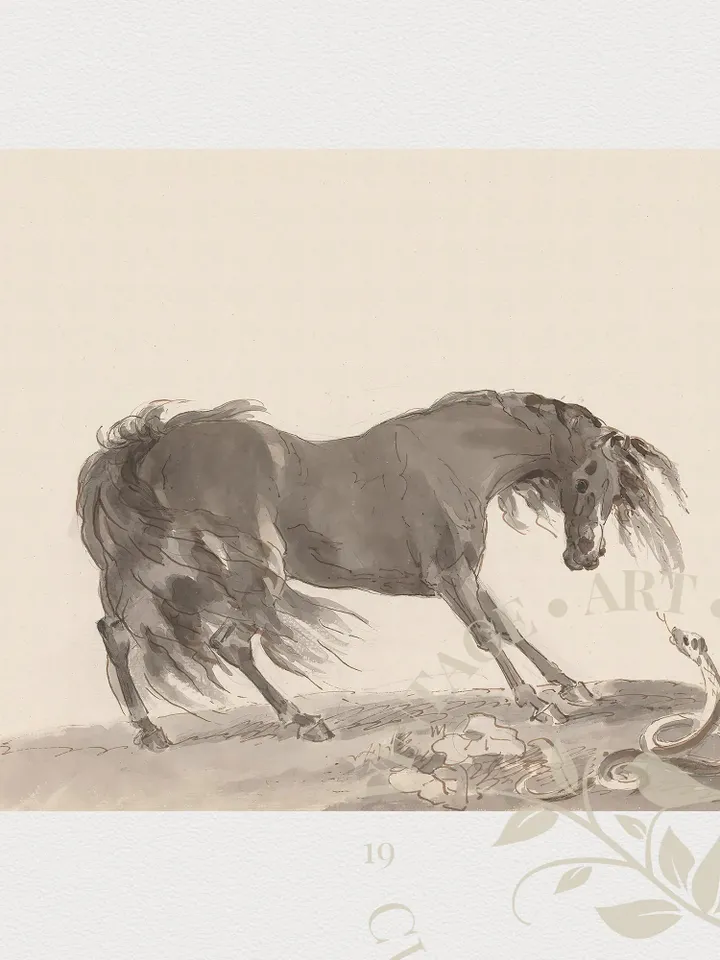Horse Watercolor Painting Vintage Wall Art PRINTABLE, Antique Farmhouse Wall Decor, Digital Downloadable | 261