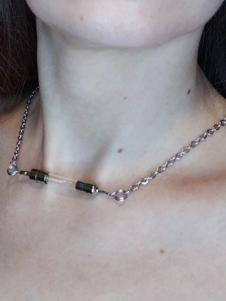 Glass vacuum tube necklace recycled Biomechanical choker Steampunk necklace unisex