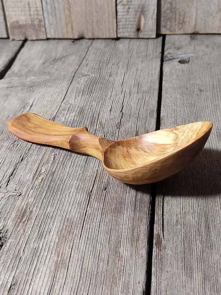 Handmade wooden eating spoon Hand carved birch wood spoon Camping spoon Hiking wooden spoon Soup spoon Diner wood spoon
