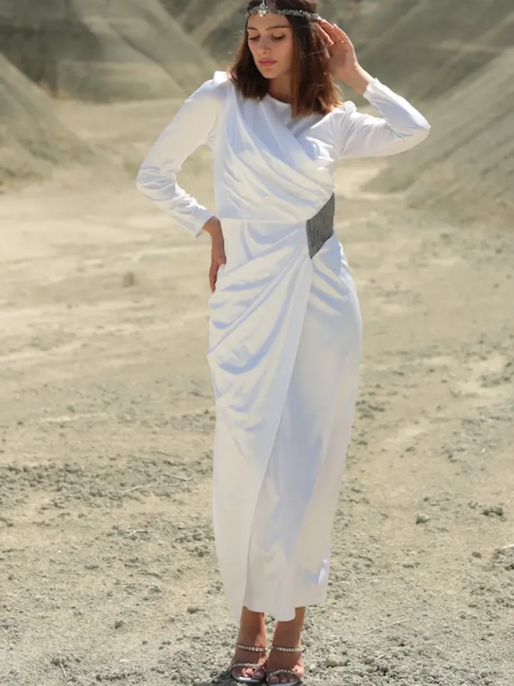 AHUNARE HIJAB - Bridesmaid - White Dress, Muslim Evening Dress, Nikah, Islamic Wedding, Engagement, Bridesmaid, , Prom Dresses, Long Dress,