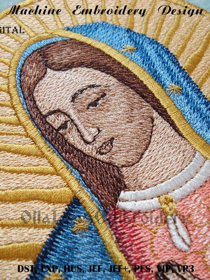 Our Lady Of Guadalupe Patch 6x8 machine embroidery design