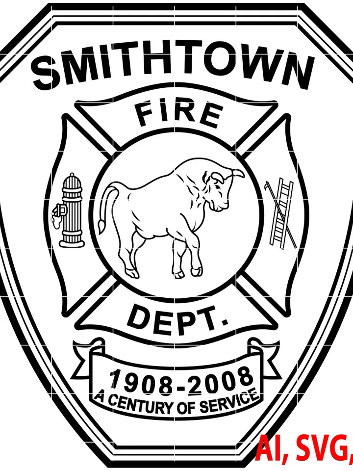 Smithtown Fire Department Badge, Logo, Seal, Custom, Ai, Vector, SVG, DXF, PNG, Digital