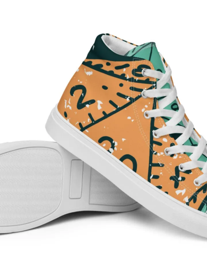 Men's D20 Polyhedral Dice High Top Canvas Shoes | DnD Sneakers, TTRPG Dice, Tabletop Roleplaying Canvas Basketball Kicks