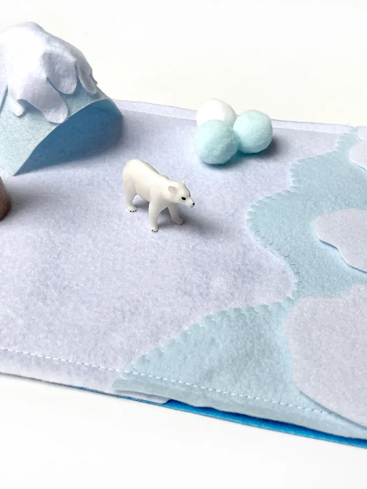Polar play mat, Arctic playscape, Felt play mat, Arctic small world play, Pretend play toy, Open ended play