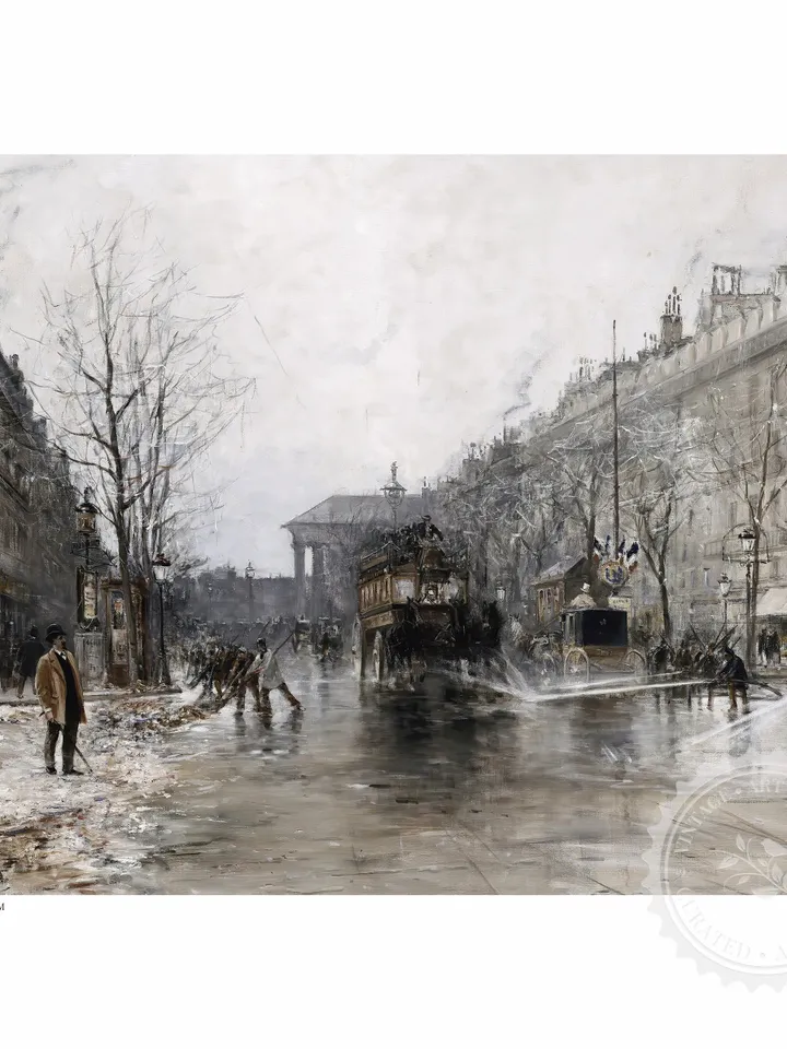 French Cityscape Antique Oil Painting Vintage Print, Architecture Paris Street France Art, Downloadable Printable Wall Art | 21