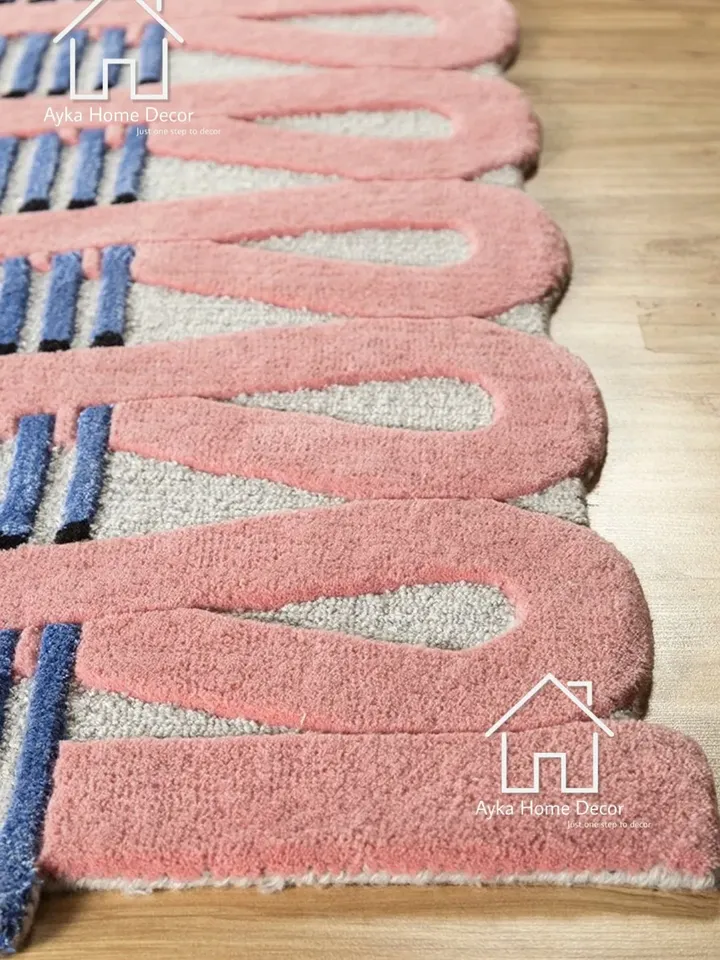 Ayka Larkin Hand Tufted 100% Handmade Woolen Area Rug For Hall Kitchen Living Room Bed Room Dining Room Kids Room Carpet /Pink Rug/Christmas