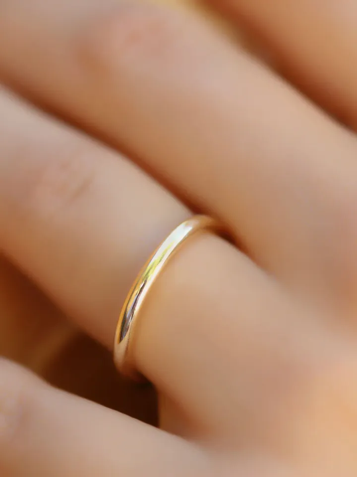 Wedding Band/ 2mm Solid Gold / Dome Design Band / Get It Free Engraved/ 14k Gold Plain Classic Wedding Ring / Unisex / Stacking Ring