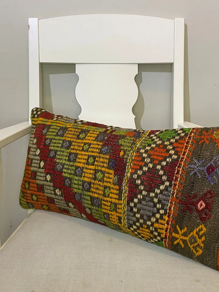 Turkish Tapestry Pillowcases - Ethnic Chic Cushion Covers for Farmhouse Style Home Decor, 60x30cm Geometric Design