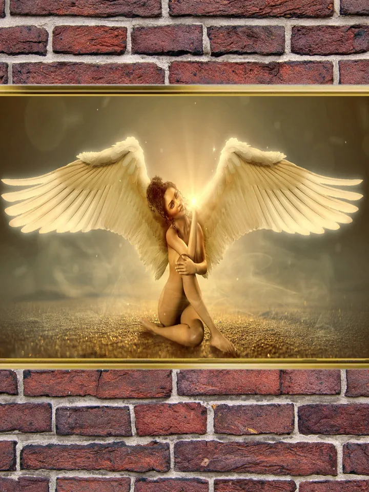 Angel woman Print on Canvas , Floating Frame Option, Modern Wall Art, Extra Large Canvas Wall Art