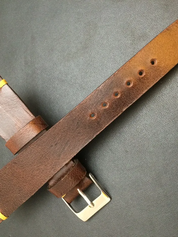 Leather watch band, Brown watch band, Leather watch strap, Vintage watch band for 19mm, 20mm lug, Brandy Brown, 16mm buckle, FREE SHIPPING