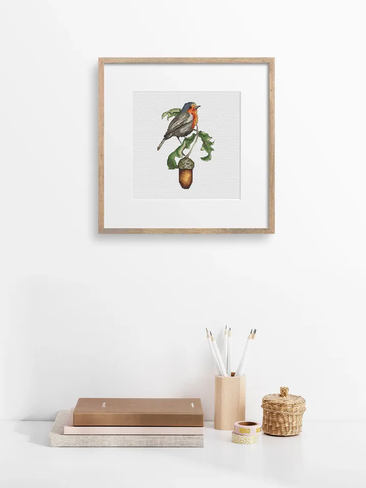 Robin Cross Stitch Pattern PDF, Bird Cross Stitch, Modern Cross Stitch, Cute Birds Embroidery, PDF Beginner Pattern