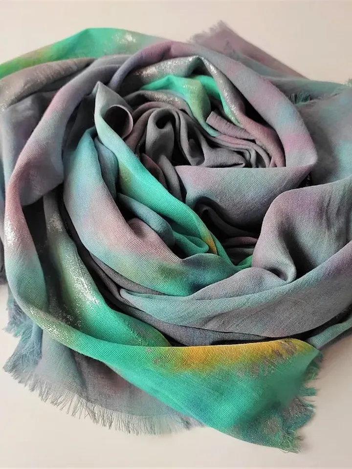 Gray blue cotton scarf Large hand dyed shawl Mother's day gift Tie dye scarf