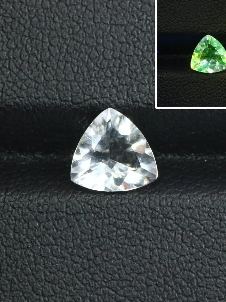 0.78 Ct White To Neon Green Uv Full Color Change Genuine Mexican Hyalite Opal