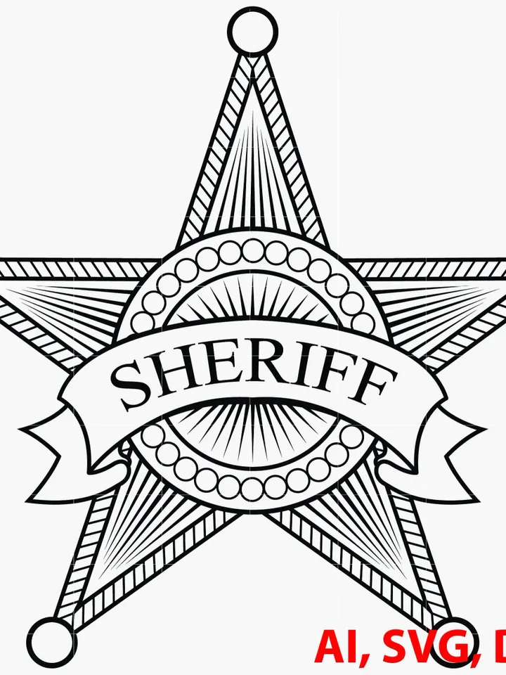 Sheriff Badge, Logo, Seal, Custom, Ai, Vector, SVG, DXF, PNG, Digital