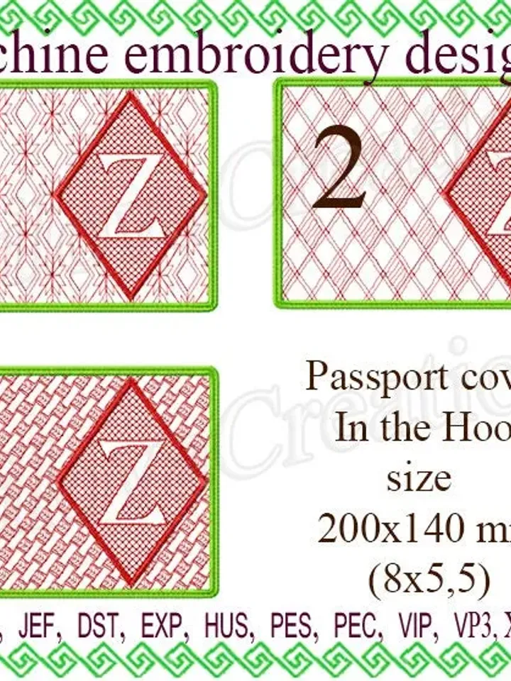 Z Passport cover In the Hoop embroidery designs trapunto Machine embroidery case ITH wedding embroidery File Instant Download.