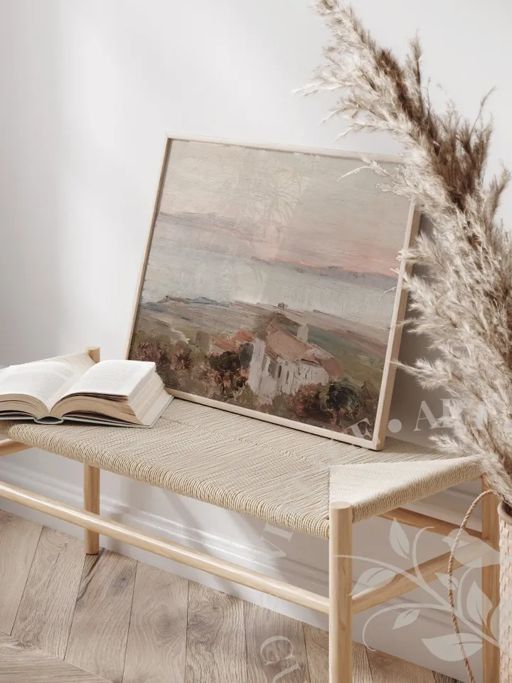 Warm Tone European Coastal Oil Painting, Digital Vintage Wall Art PRINTABLE Decor | 266