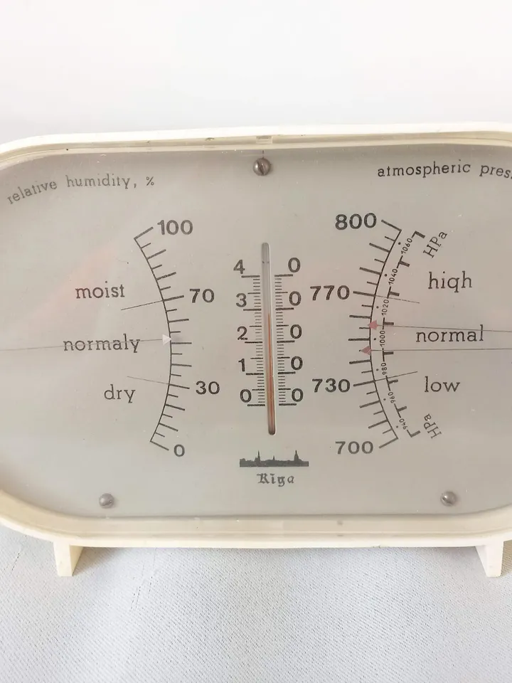 Barometer Hygrometer Thermometer Riga USSR Vintage Device Three in One