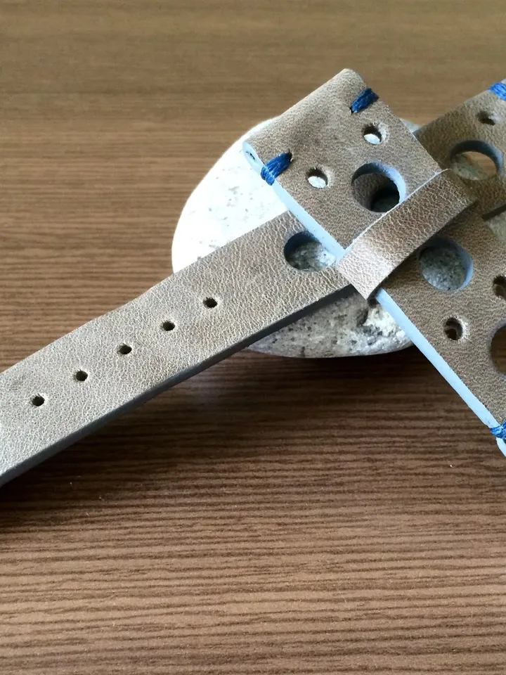 Light Grey Genuine Leather Watch Straps in Rally Racing Style, leather watch band 20mm lug, Birthday or Anniversary gift idea for Boyfriend