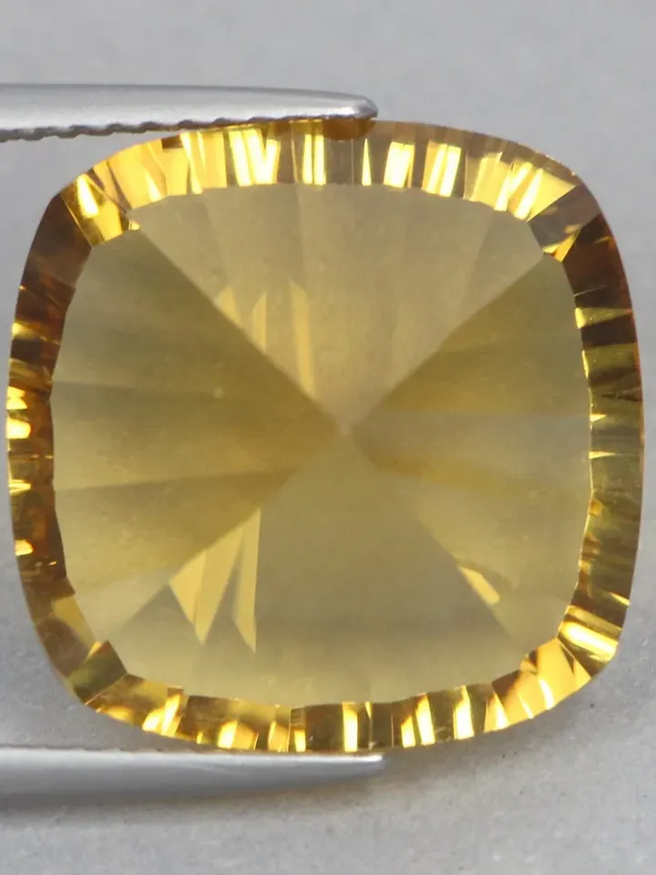 15.27 CT Glorious ! Concave Cushion Cut 100% Natural Rich Yellow Citrine From Brazil