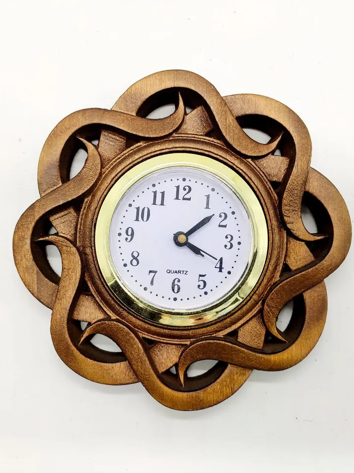 Small wooden clock, wall clock, Rustic wall clock, Wooden wall clock, Wooden Carver Panel, Wooden wall decor, carved wood wall art