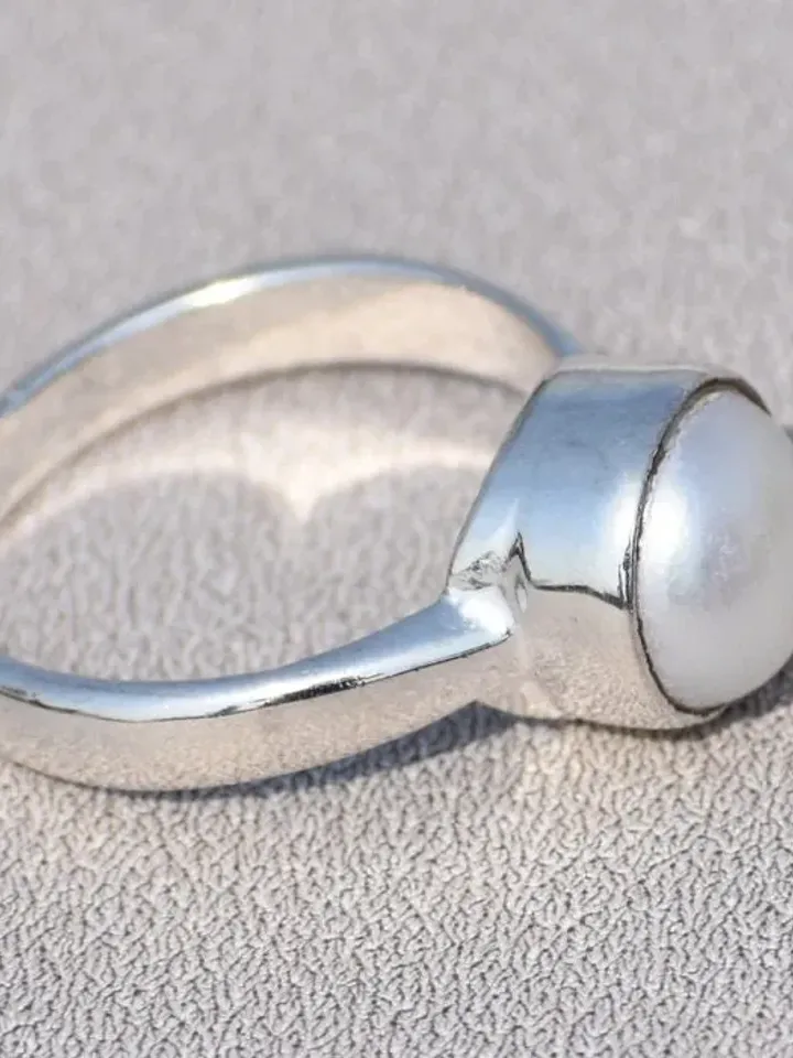 Pearl Ring, Fresh Water Pearl, Sterling Silver Ring, Dainty Ring, Simple Ring, Bohemian Ring, Birthstone Ring, Gemstone Ring, Ring For Her