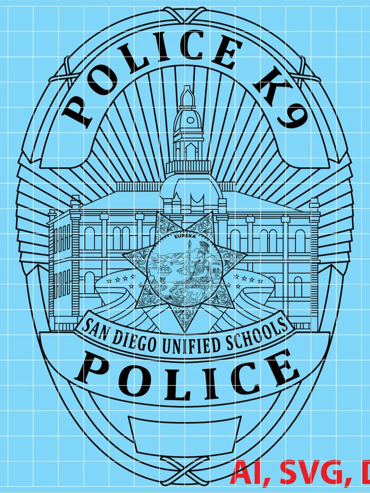 Sun Diego Unified School Police Logo, Seal, Badge, Custom, Ai, Vector, SVG, DXF, PNG,