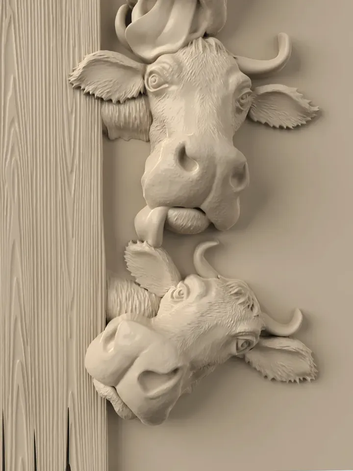 3D Model STL CNC Router file 3dprintable Cows Panel