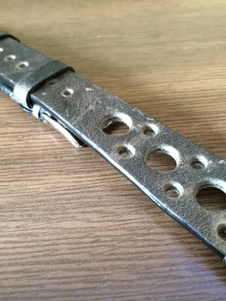 Leather watch straps 20mm in Rally Style, Distress Grey Genuine Leather Watch Band in 19mm Racing Style, Anniversary gifts for boyfriend