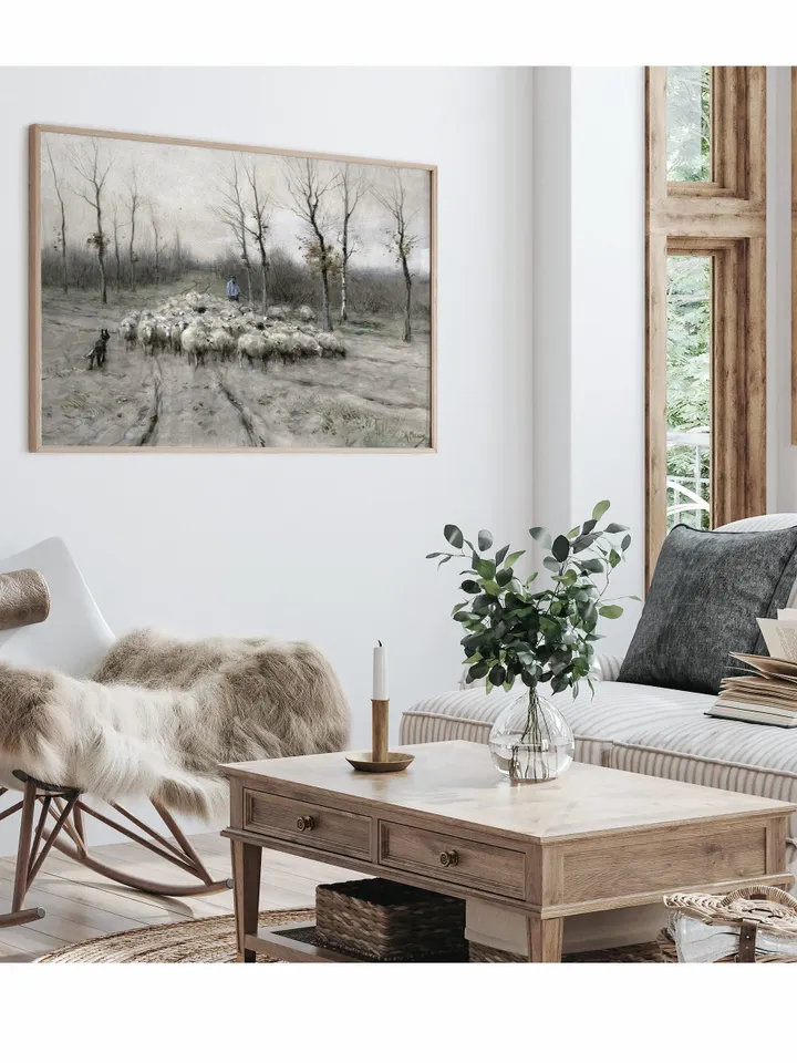 Sheep Painting Vintage Art Print, Muted Tones Farmhouse Decor, Printable Wall Art | 81