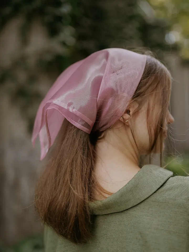 Headscarf, Pink Headband, Hair accessories, Hair scarf, Sheer fabric bandanas