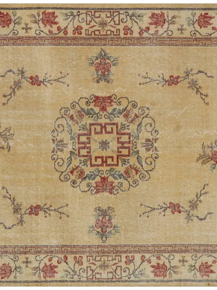 BohoKilim: Natural Turkish Rug for a Bohemian Home Decor, Oushak Style, 159x277cm.
