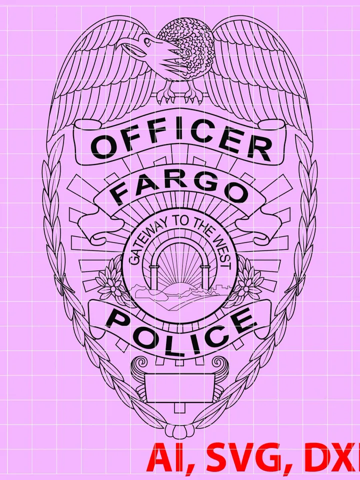 Fargo Police Officer Badge, Logo, Seal, Custom, Ai, Vector, SVG, DXF, PNG, Digital