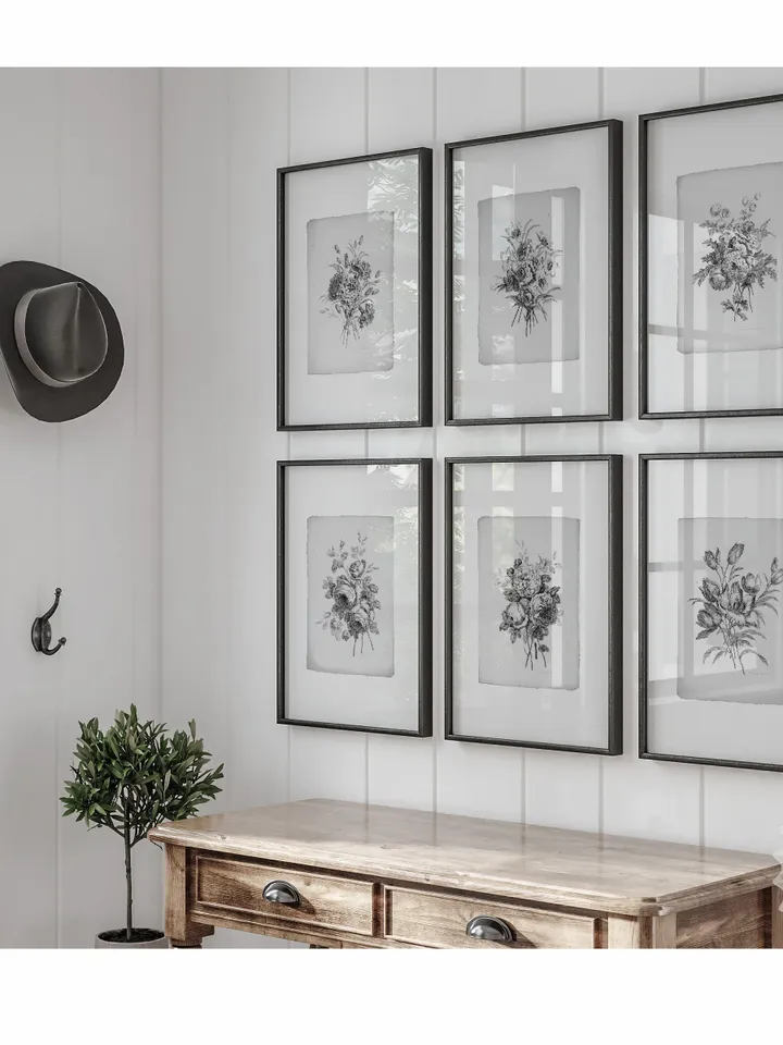 Botanical Sketches Gallery Wall Set of 6 Vintage Prints, Floral Downloadable Printable Art, French Decor | S6-1
