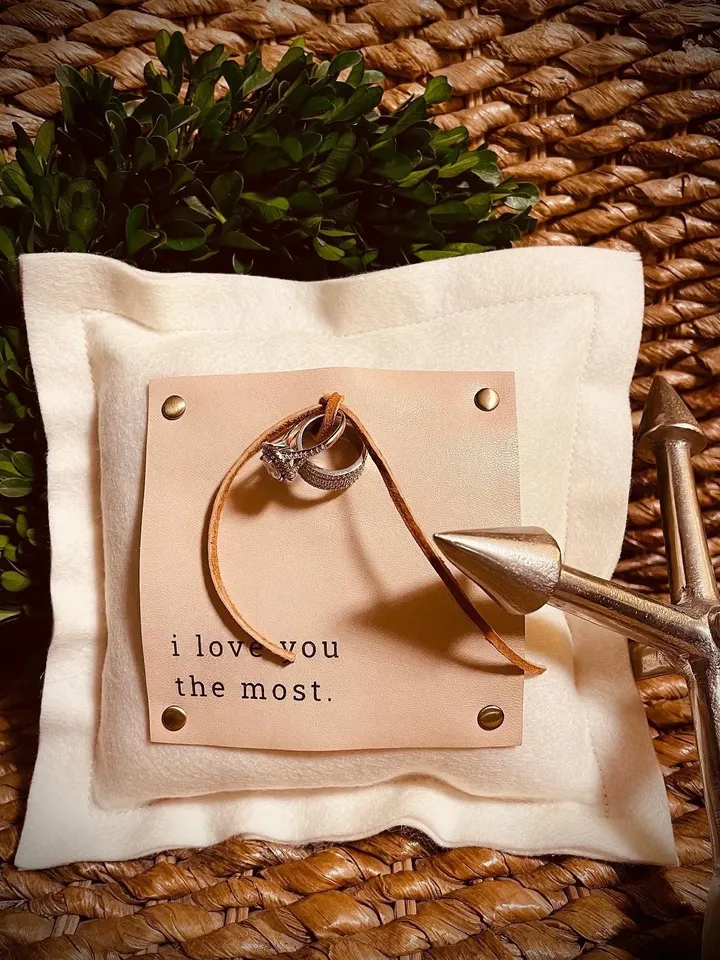 Unique customizable ring bearer pillow with strap and vow storage!
