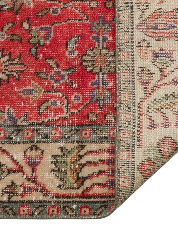 Add a Touch of Bohemian Elegance with this Stunning Red Turkish Rug