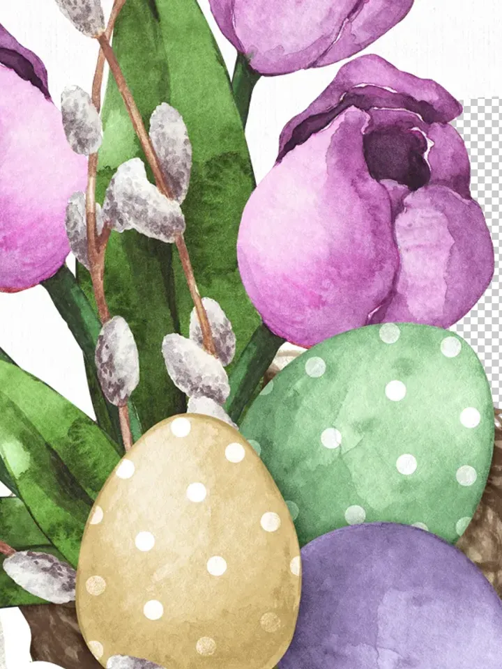 Easter Clip Art. Easter Wreath. Cute Bunny. Png File, Hand Drawn graphics. Digital Download. OliArtStudioShop