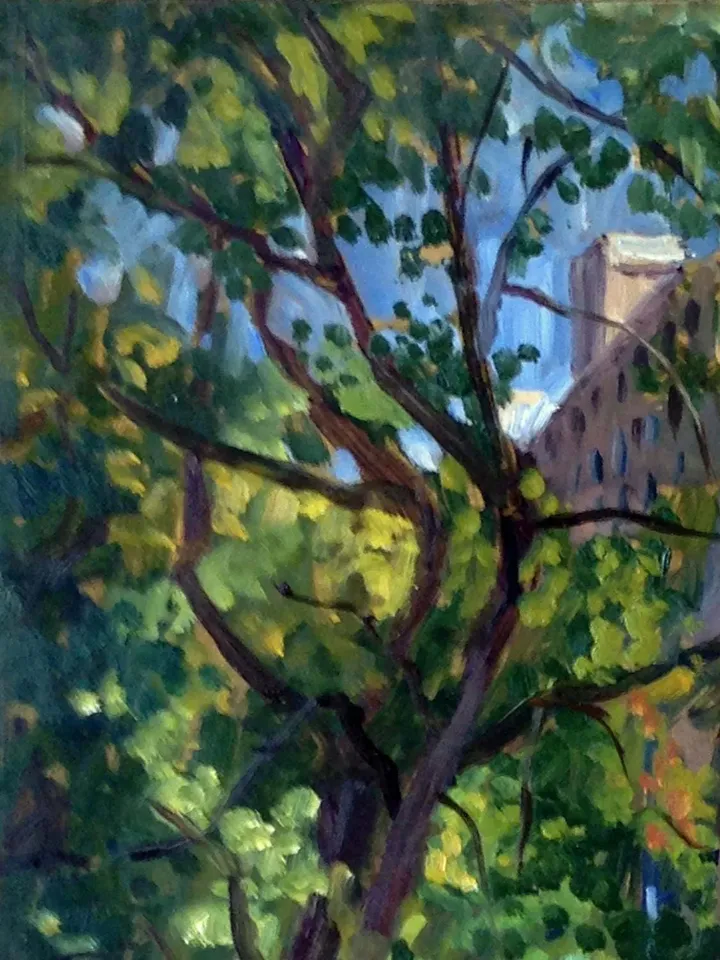 Large Original New York Cityscape Painting - Along Central Park/Fifth Avenue/NYC - 16x20 Oil on Panel, Plein Air Impressionist Landscape