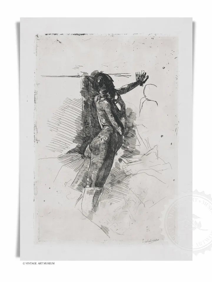 Naked Woman Vintage Sketch Art, Printable Wall Decor Digital Downloadable | 346
