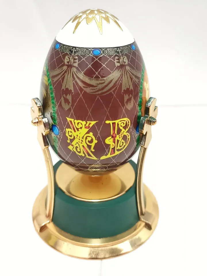 Decorative Easter egg with the image of Jesus Christ and Cyrillic letters ХВ Ukrainian souvenir