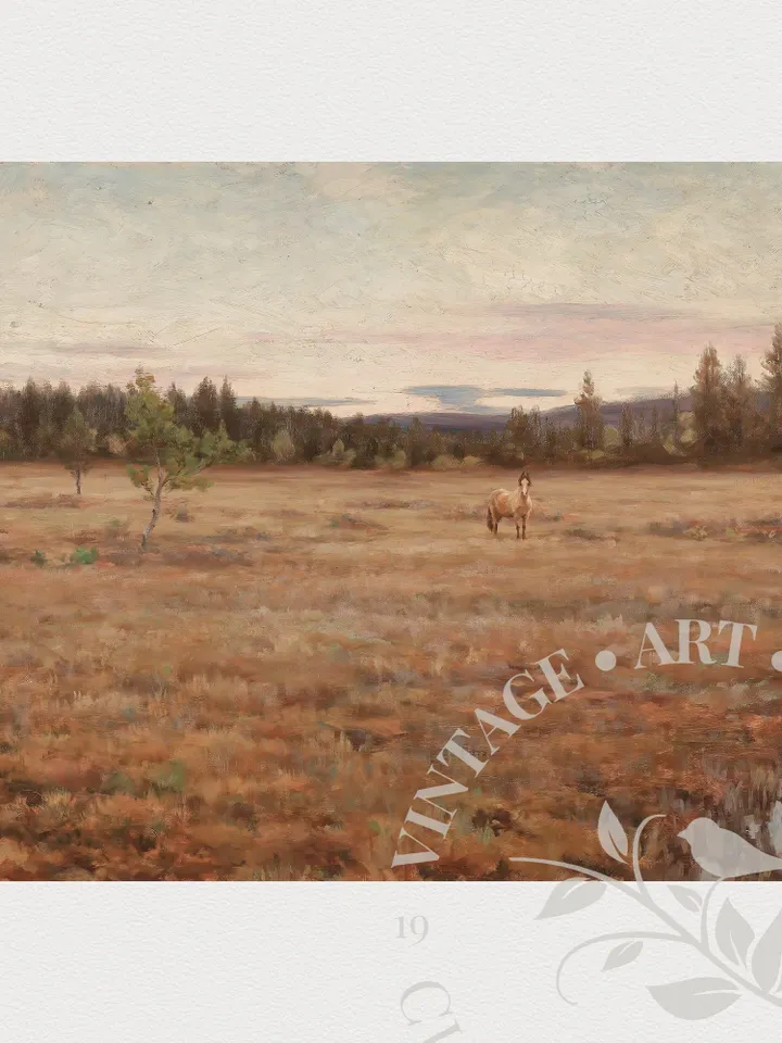 Sunset Landscape Painting PRINTABLE Vintage Art, Large 24x36 Print Downloadable Wall Decor | 144