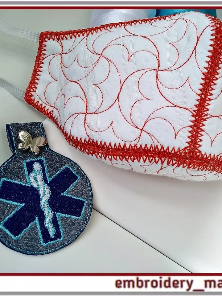 Keychain in the hoop embroidery design with medical symbols