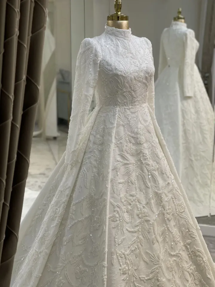 AHUNARE HIJAB - White - Wedding Dress, Muslim Evening Gown, Nikah, Islamic Wedding, Engagement, Bridesmaid