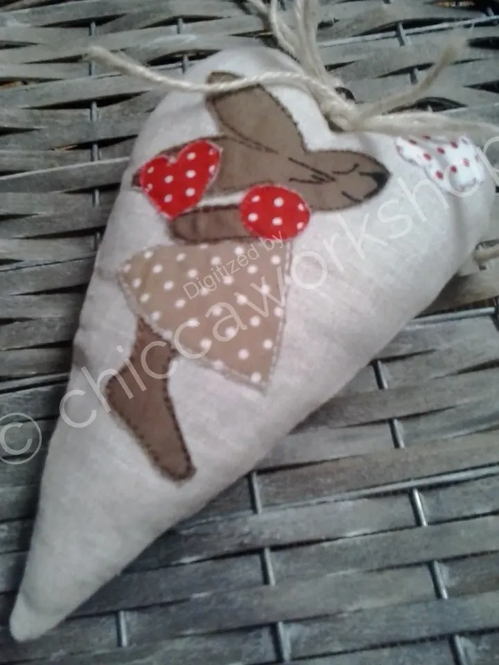 ITH 2 Cuore  con coniglietti in Applique - Ricamo a macchina - Download Digitale