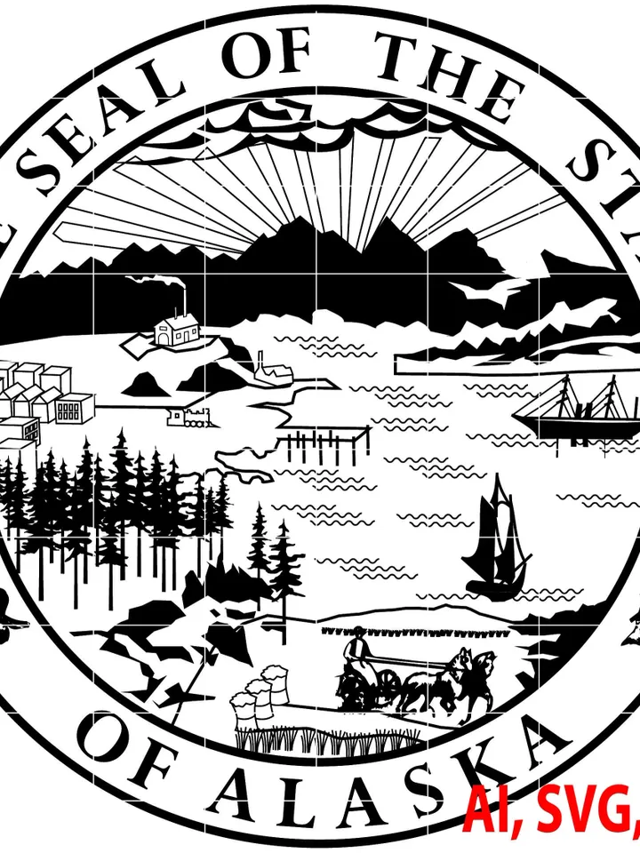 Seal, The Seal of the State of Alaska Badge, Logo, Seal, Custom, Ai, Vector, SVG, DXF, PNG, Digital