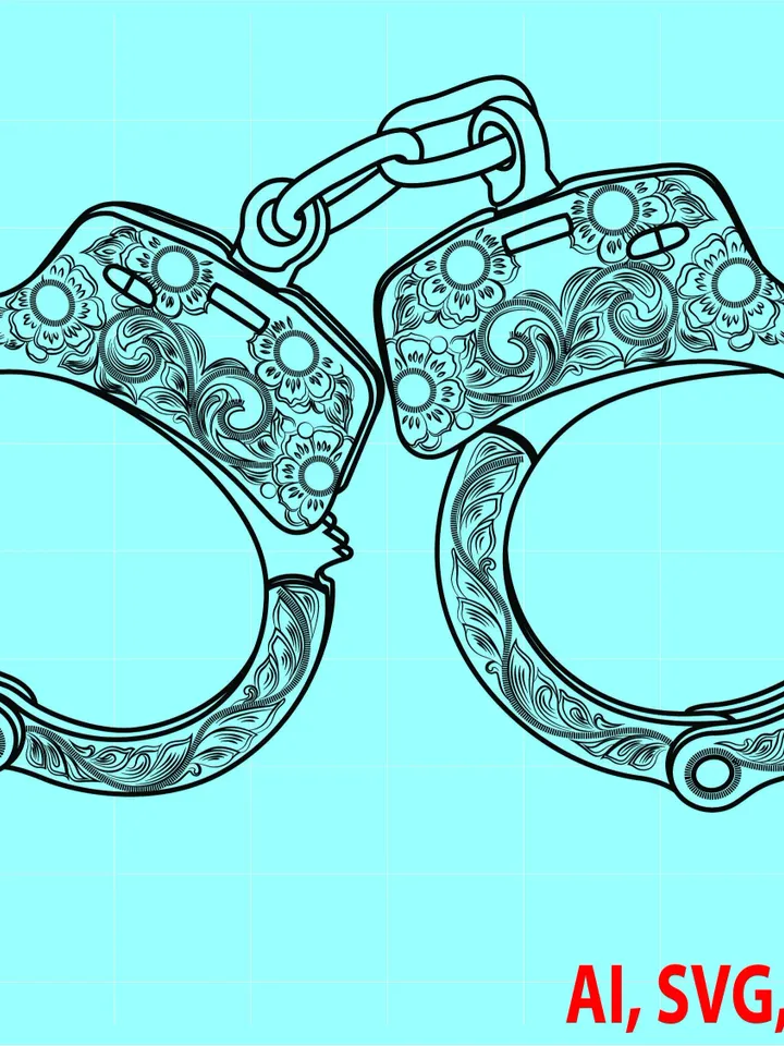 Handcuffs Design Custom, Ai, Vector, SVG, DXF, PNG, Digital