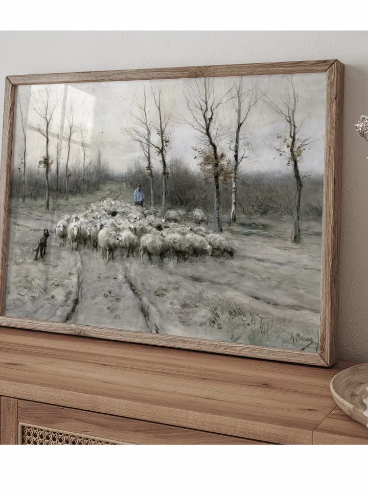 Sheep Painting Vintage Art Print, Muted Tones Farmhouse Decor, Printable Wall Art | 81