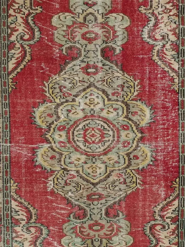 Revitalize Your Home with a Vibrant Red Turkish Rug - 5.21 x 8.85 ft Bohemian Kilim: Hand-Woven with 100% Natural Wool and Root Dye