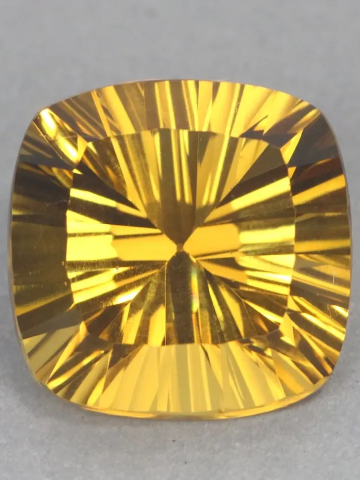 15.27 CT Glorious ! Concave Cushion Cut 100% Natural Rich Yellow Citrine From Brazil