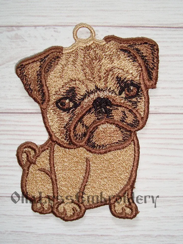Pug free standing lace embroidery design