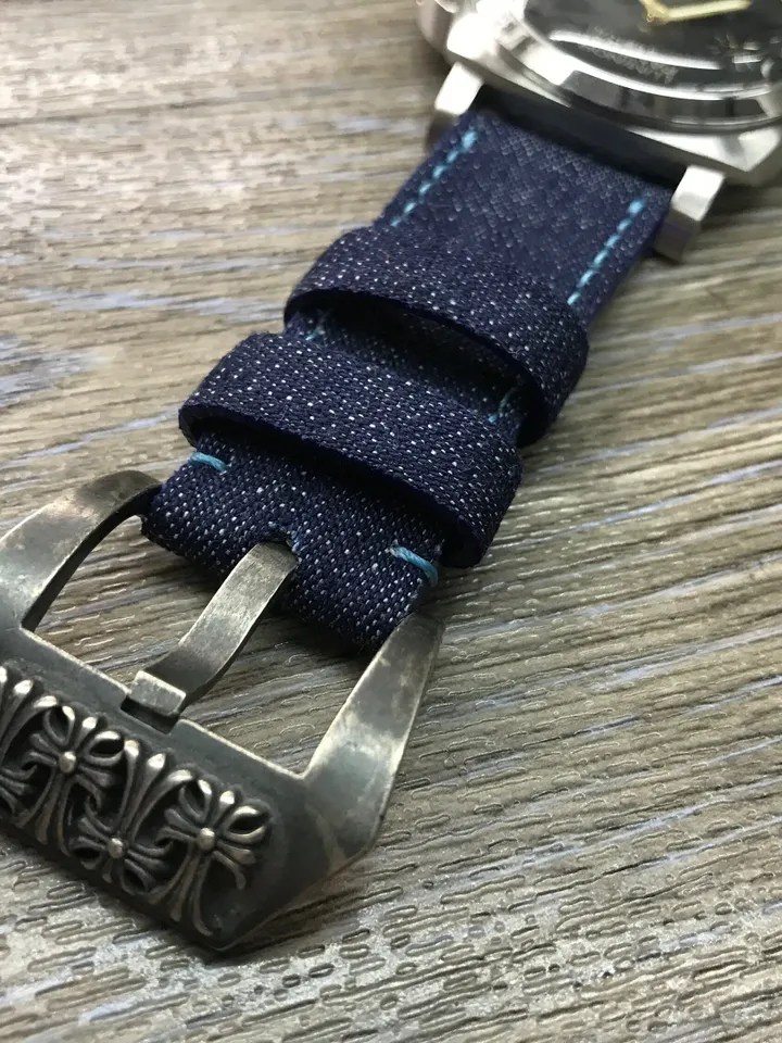 leather watch strap, Denim watch band, Denim watch strap, 26mm Blue watch band for men, 26mm watch strap, 24mm strap, watch band